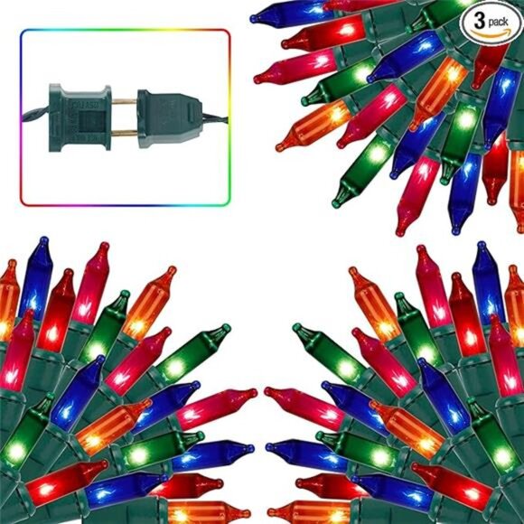 3 Sets Christmas Lights, 150 Count 33 FT Each Mini String Lights, Green Wire - Picture 7 of 7